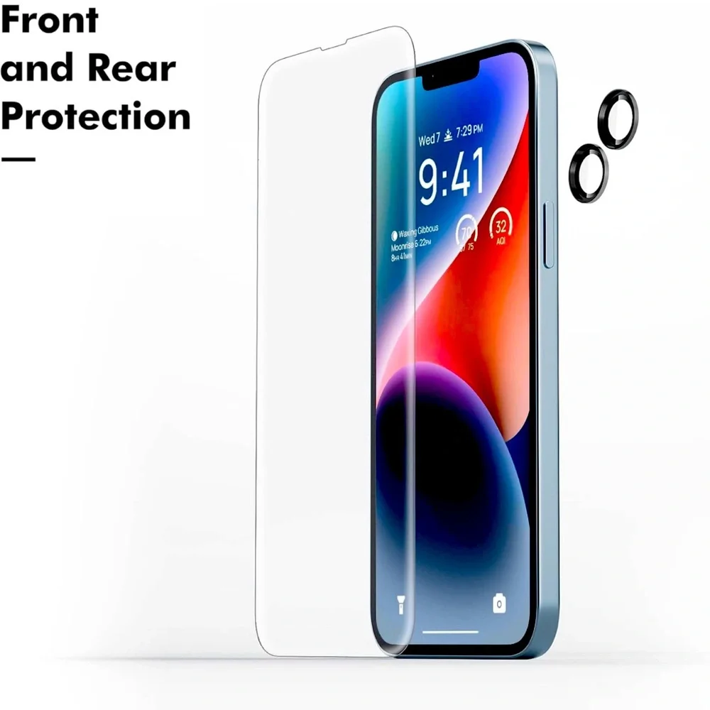 AASD [5 in 1 for IPhone 14 Plus Case Cover 6.7”, Screen Protector, Camera Lens
